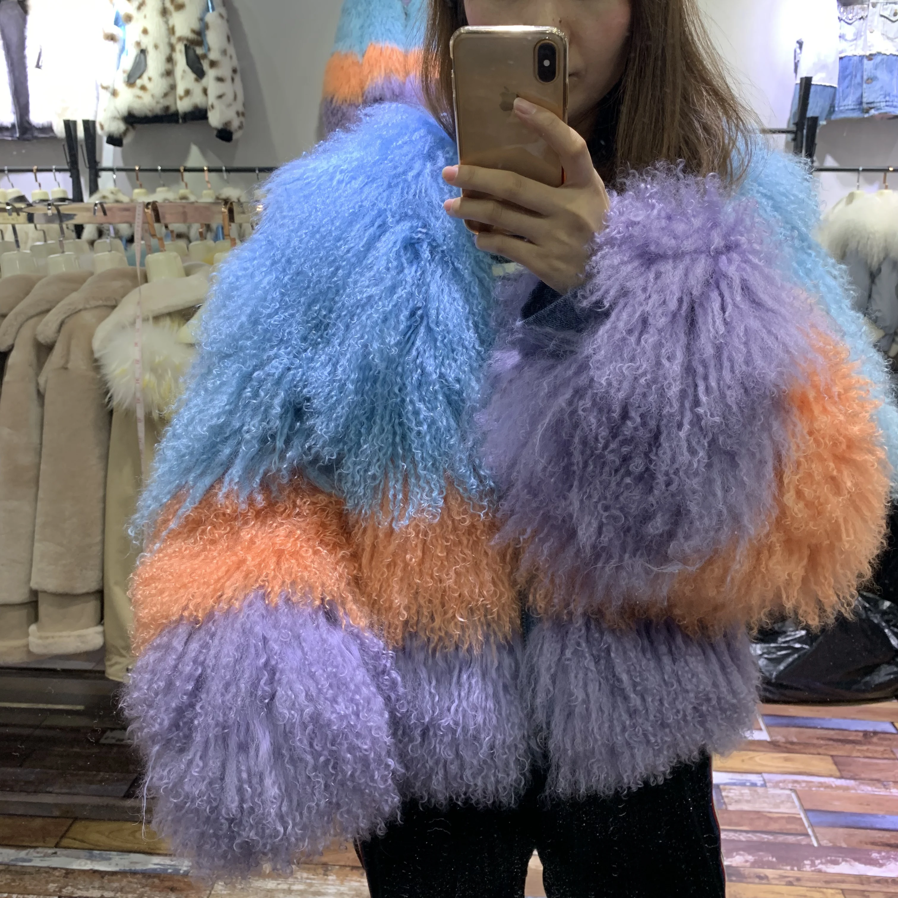 SQXR меховая женская шерстяная куртка Женское пальто высокого качества женское