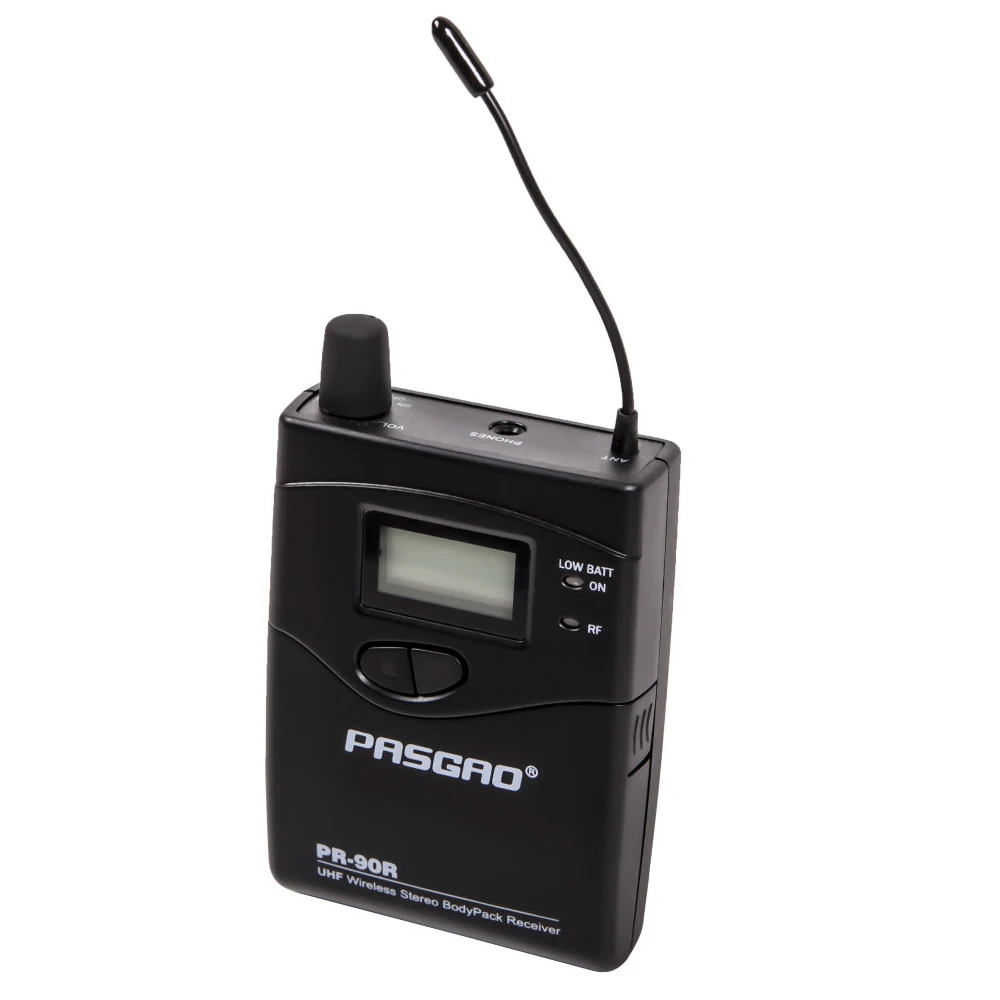 Wireless Bodypack Receiver Stereo only match with Pasgao Pr90 ear monitoring system 655-679MHz