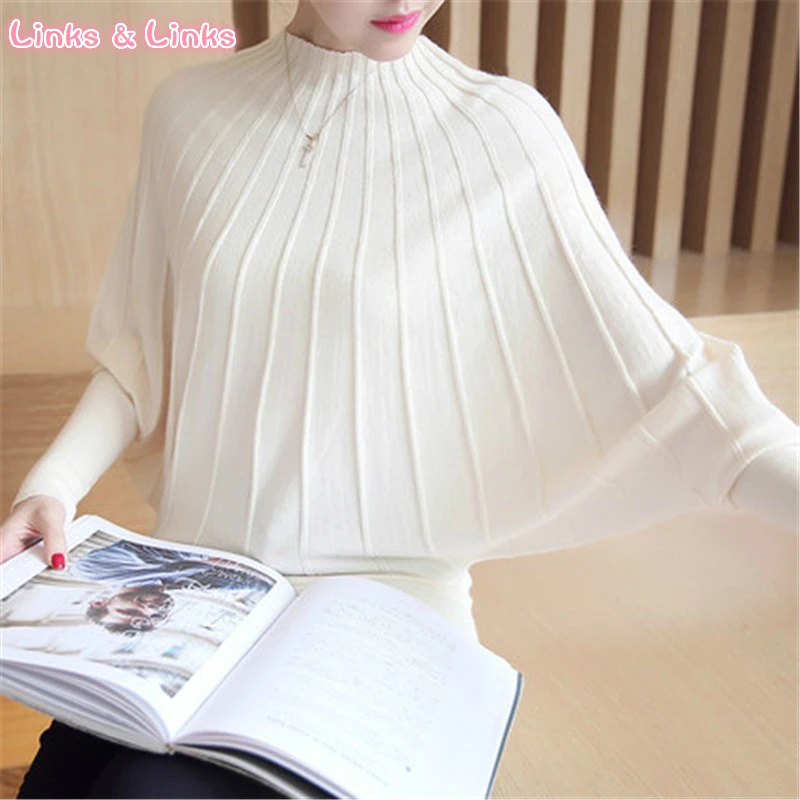 Links &amp Sweater Women Clothes Fashion Autumn Winter Knitted Sweaters Pullovers Batwing Sleeve Long Knitwear Femme | Женская одежда