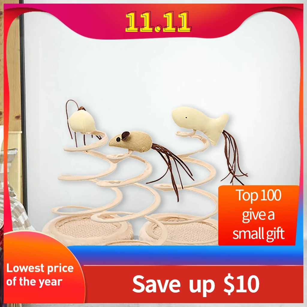 Игрушечный поворотный стол для питомца кошки имитация мыши Когтеточка пружинный