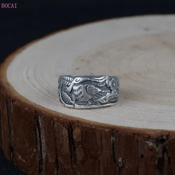 

Pure silver S999 Retro-Thai Silver Technology Ring opening Female money Happy on Branche Silver Ring