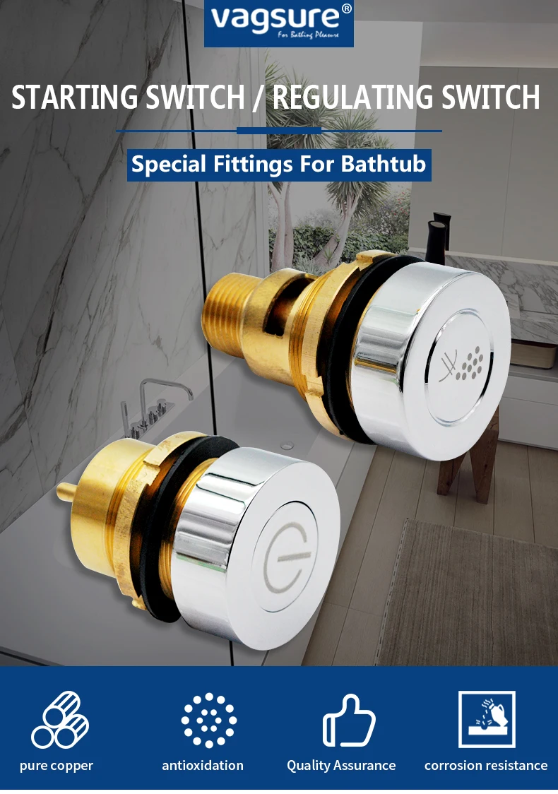 Description Picture 2 of itemMassage Bathtub Component Brass Air Switch Water Power Control For Bathroom Bath Tub Spa Accessories