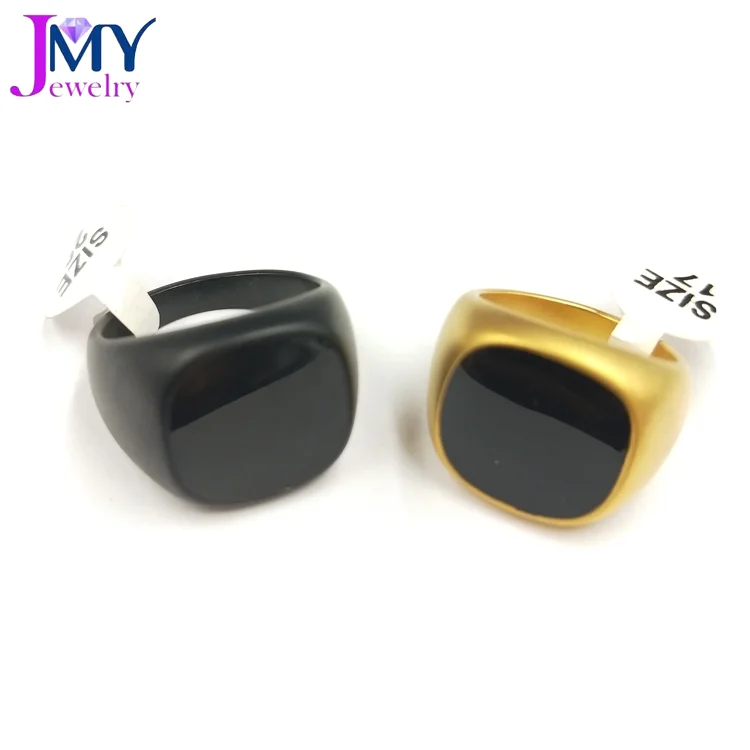 JMY модные золотые кольца из нержавеющей стали кольца черный оникс