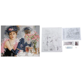 

2 Set DIY Oil Painting Paint By Number Kit Ie Drawing on Canvas Coloring Arts Crafts Classical Beauty & Bride