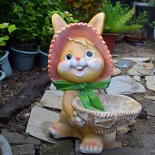Garden Decoration Kate Bunny Flower Pot Cartoon Animal Sculpture Outdoor Garden Kindergarten Villa Garden Decor M2661
