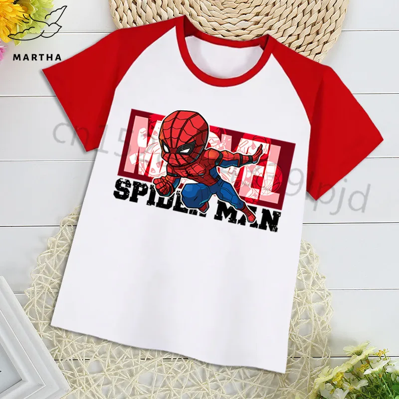 Marvel/футболка с Мстителями Одежда для мальчиков детская одежда с Железным человеком/капитаном Америкой/человеком-пауком Детская футболка с мультяшным принтом Футболка для мальчиков и девочек - Цвет: RedF