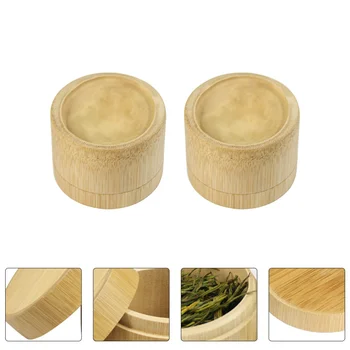 

2pcs Practical Round Tea Canister Tea Box Tea Leaves Container for Tea House