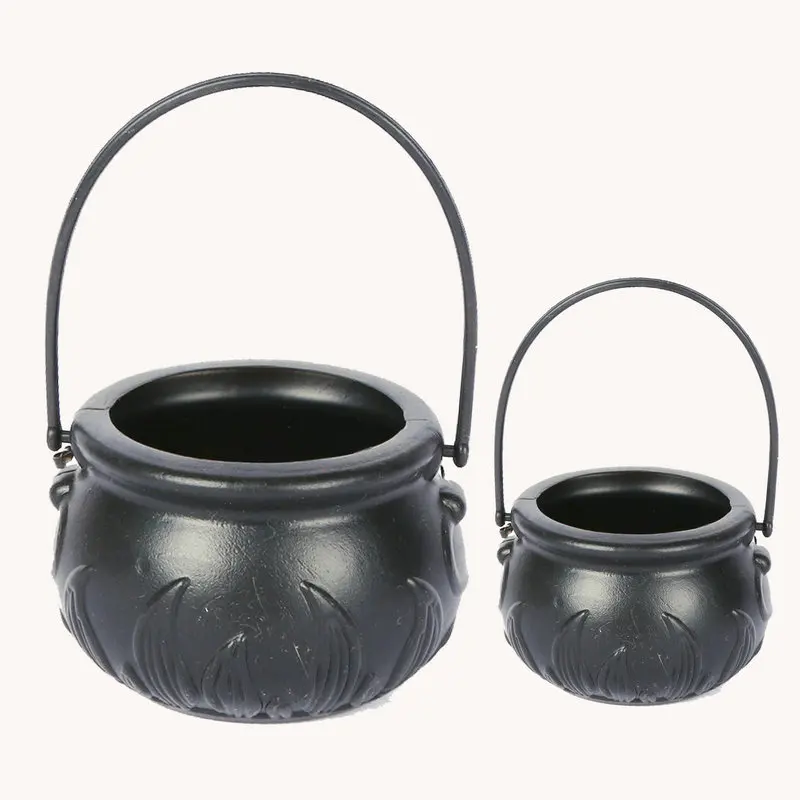 Halloween Witch Jar Witch Bucket Gift Bag Sub-Black And White with Pattern Witch Decorations Pendant Halloween Gift Bag