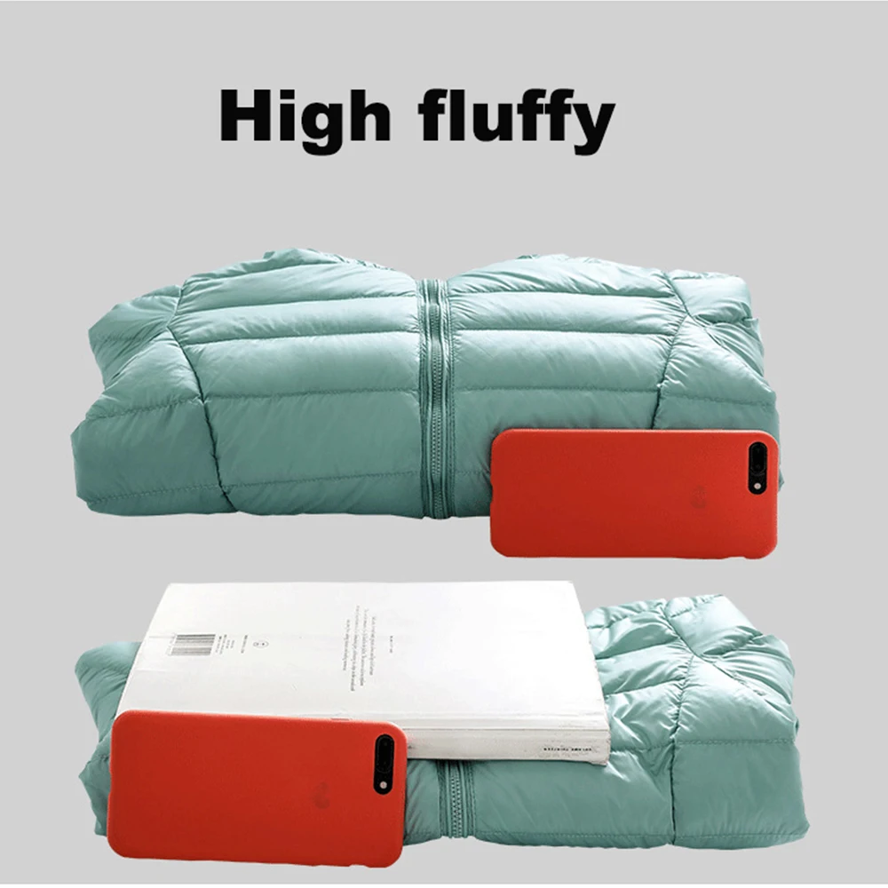 Зимняя женская Сверхлегкая тонкая пуховая куртка белая на утином пуху с