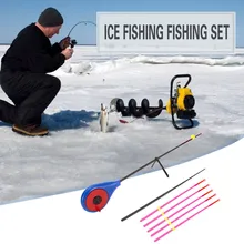 Высокое качество, удочка для подледной рыбалки, синяя+ 5 шт., наконечники для удочек, красный комплект, спортивное снаряжение, снаряжение для кемпинга, аксессуары для пеших прогулок на открытом воздухе
