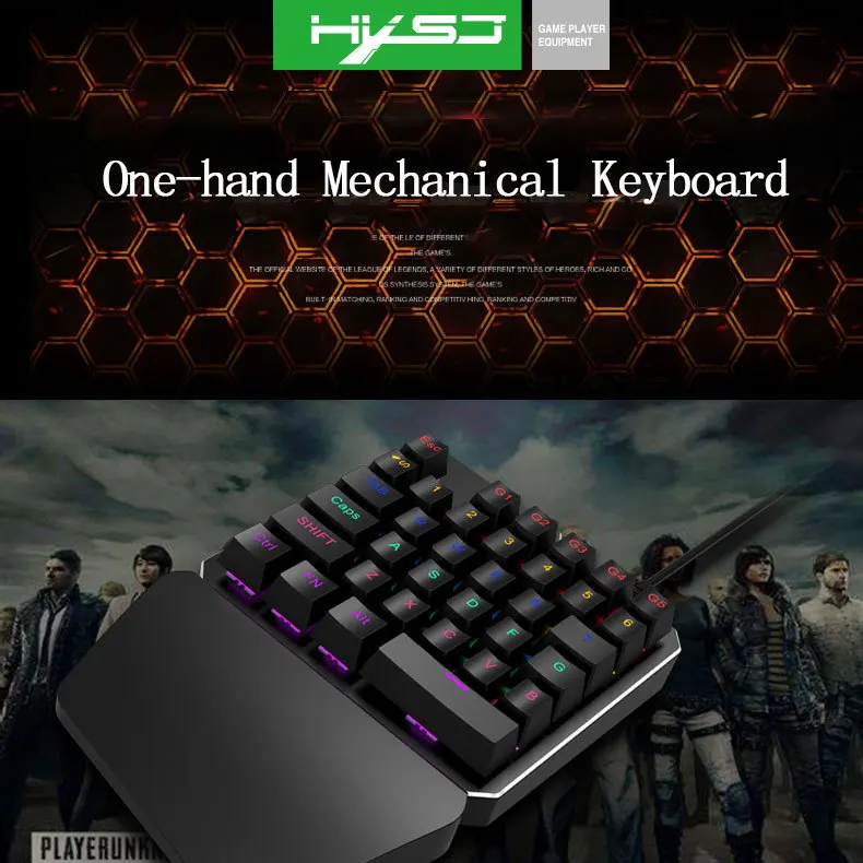 One-Handed Keyboard Film Keyclick Mechanical Keyboard 35 Key Conflict-Free All-Metal Keyboard Suitable Every Chicken Game