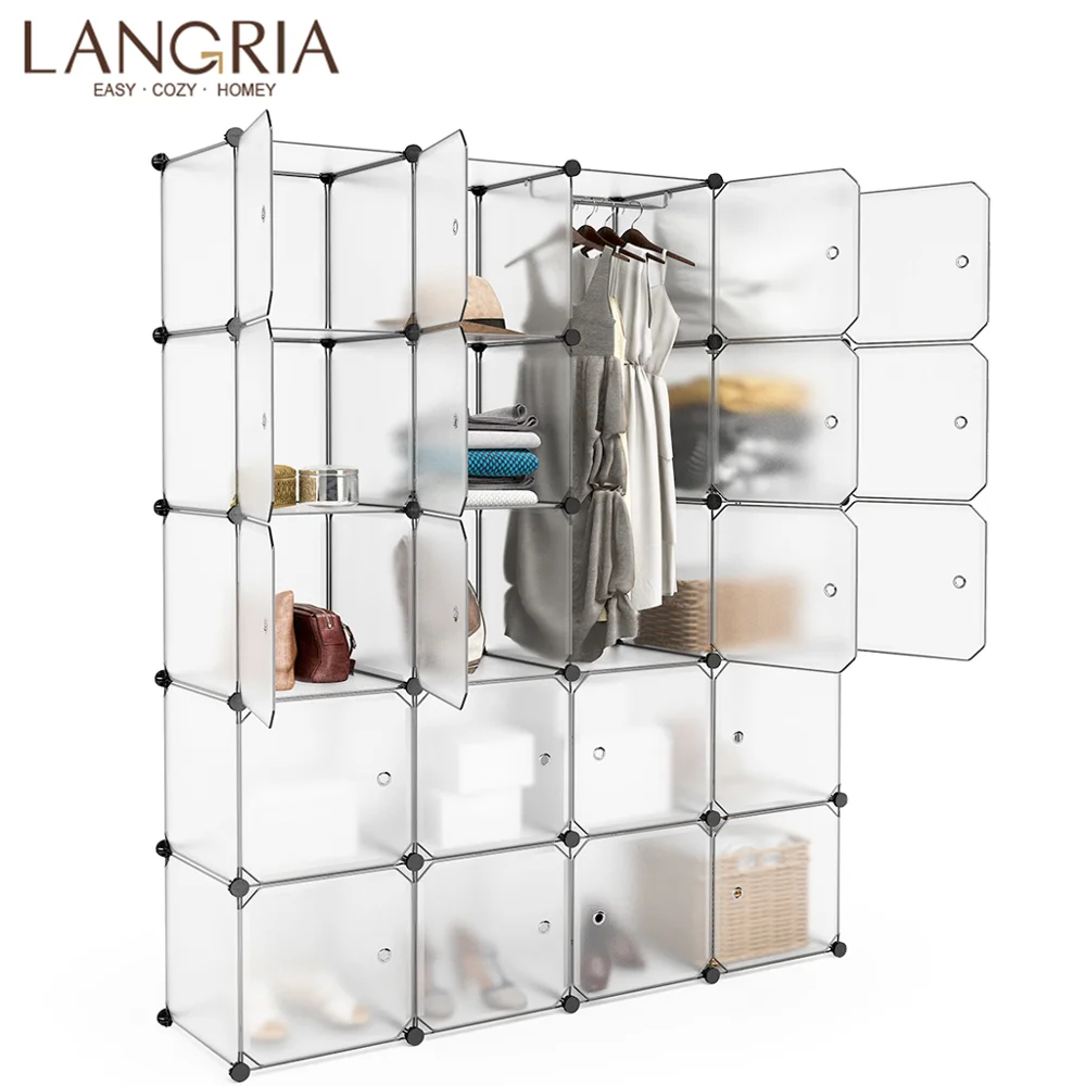 LANGRIA 20 16 Cube Mutiluse Modular Storage font b Closet b font Wardrobes Plastic Cube Freely