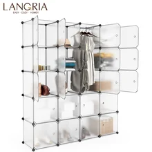 LANGRIA 20/16 Cube Mutiluse Modular Storage Closet Wardrobes Plastic Cube Freely assembled Oragnizer Closet Cabinet Pure White