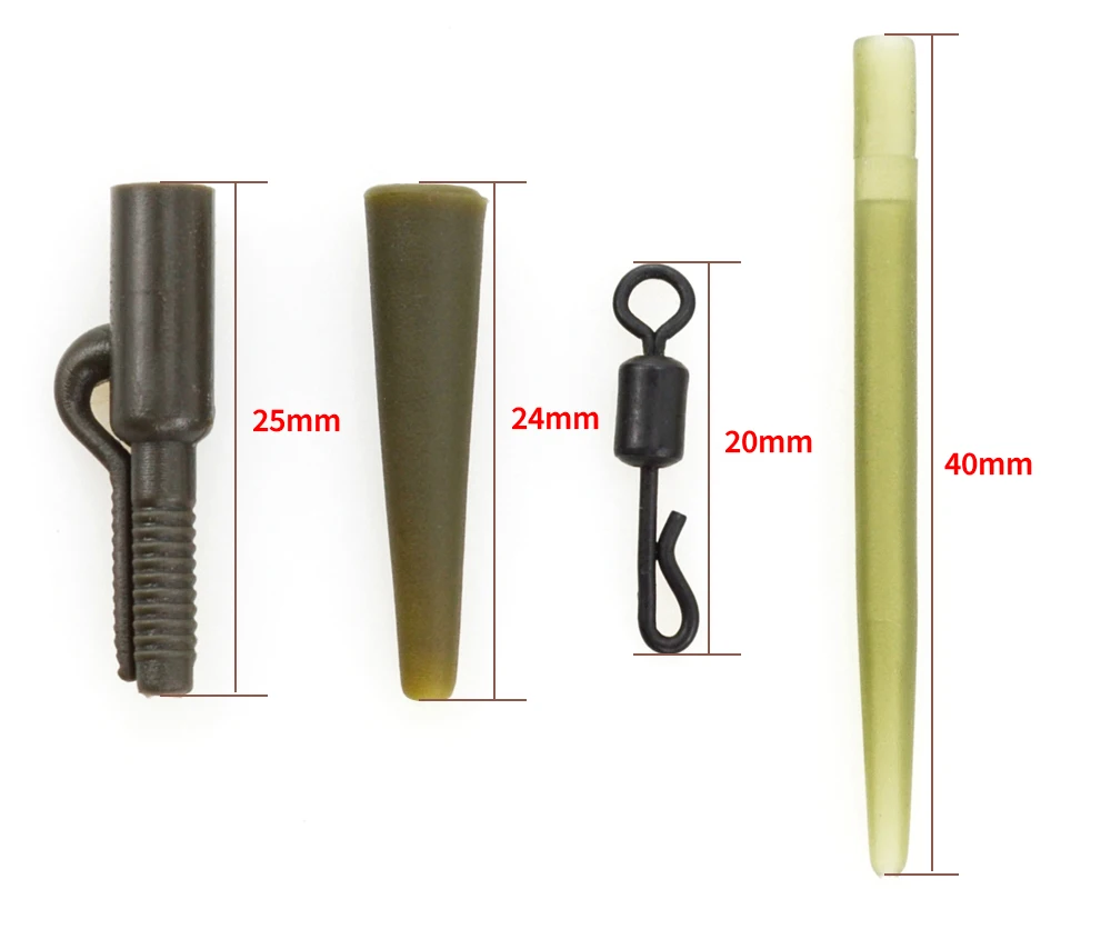 10Set Karpfen Angeln Rig Kit Angeln Swivel Snaps Sicherheit Blei Clips Angeln Hubschrauber Rig Haken Sleeve Angeln Zubehör M6 – Detail 3