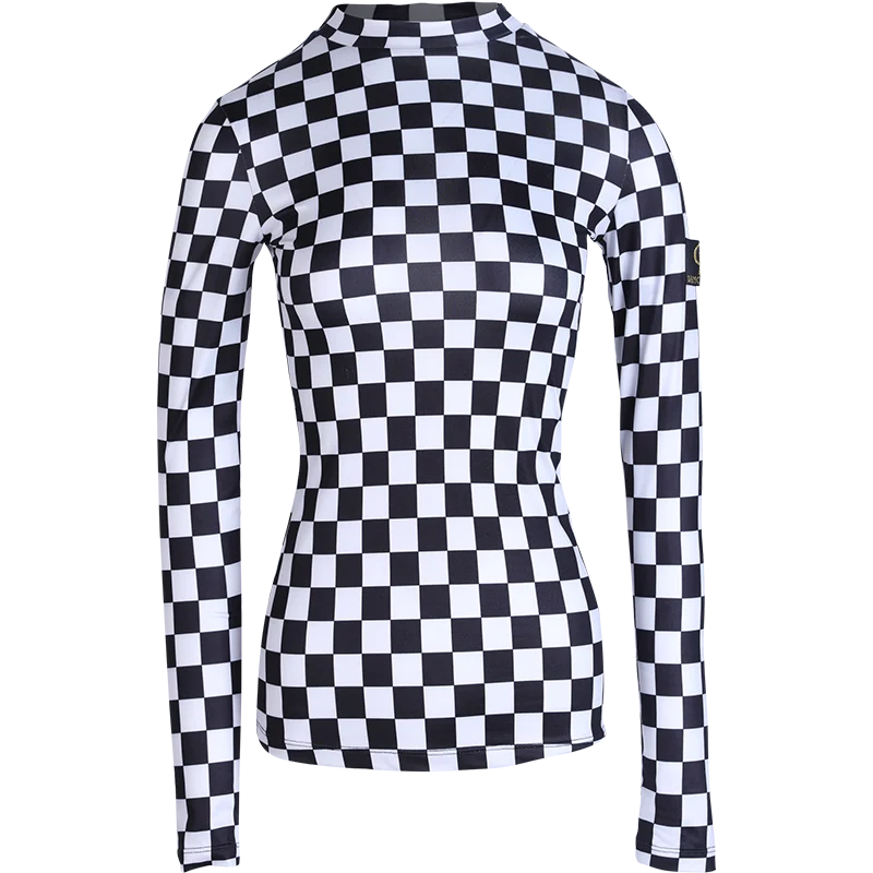 checked Tops Латинские танцевальные Топы женские черно-белые клетчатые танцевальные топы для взрослых рубашка с длинными рукавами черный бальный танцевальный костюм BL2614 - Цвет: checked Tops