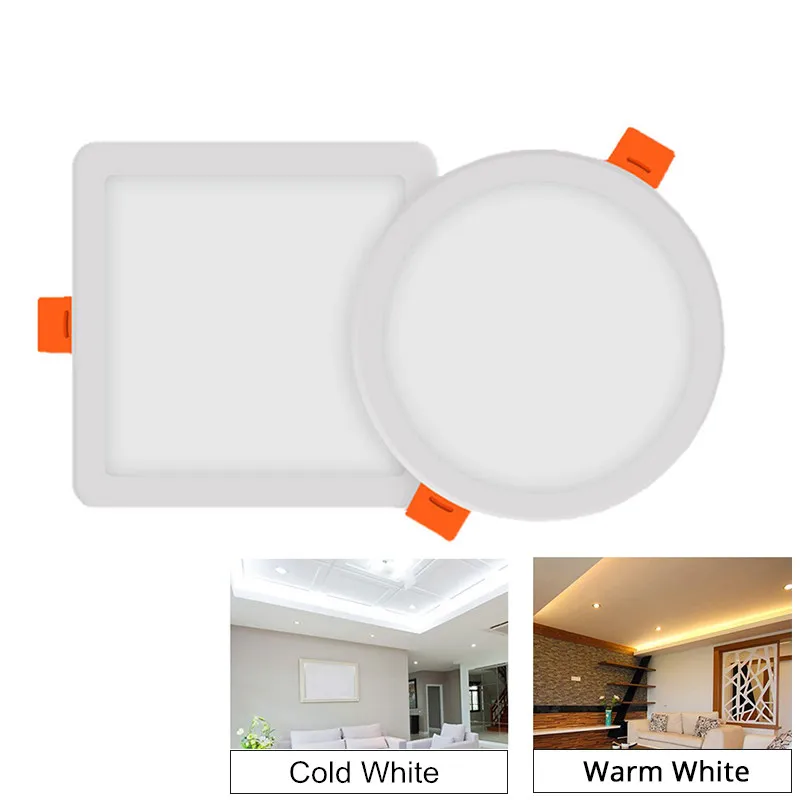 

LED Downlight Ultra thin Round/Square Recessed Lamp 6W 8W 15W 20W AC 110V 220V Downlight Ceiling Light With Free Opening hole