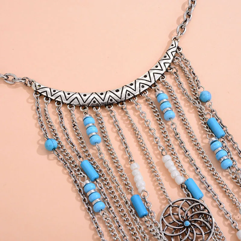 Shineland трендовый богемный Ловец снов кулон кисточки цепь ожерелье с перьями