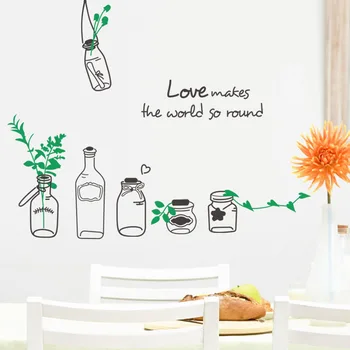 

beautiful Love Drift Bottle Green Branch decal DIY home room decor wall sticker kitchen restaurant store decoration print poster