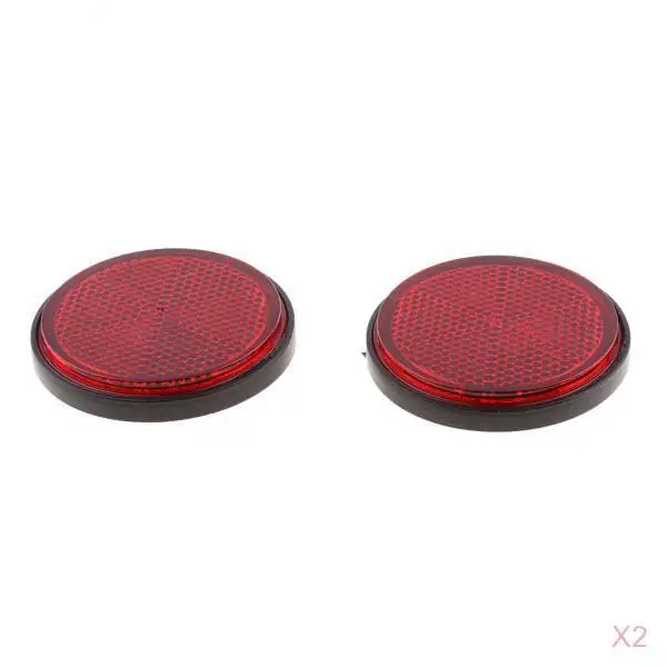 

2 Pair Motorcycle Motorbike Scooter ATV Dirt Bike Plastic Round Reflective Reflectors (Red)