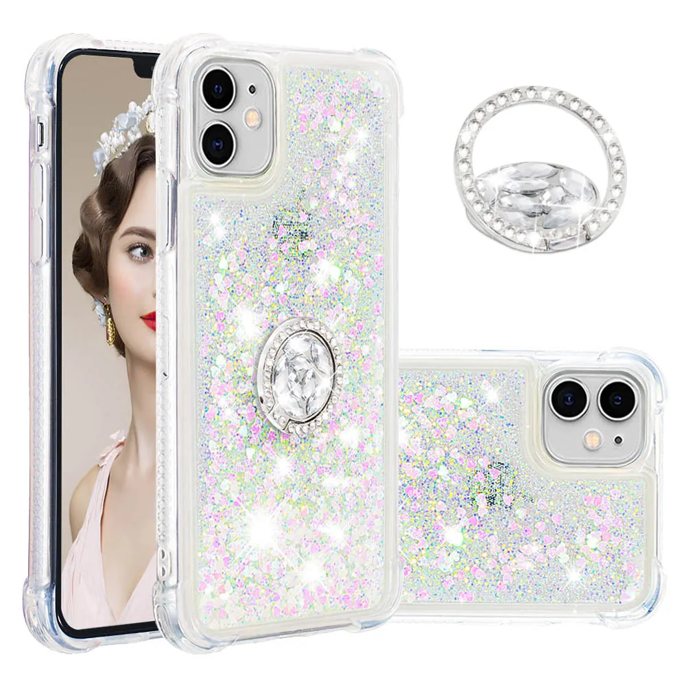 Цветной чехол с динамическим блеском зыбучие пески для iphone 11 2019 360 Вращающийся
