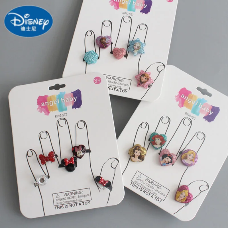 

5pcs/set Frozen 2 Elsa Princess Cartoon Adjustable Ring Accessories Disney Mickey Minnie Girls Children's Cartoon birthday gifts