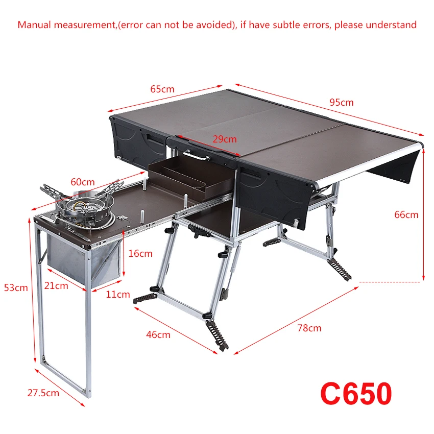 4 7 Person Outdoor Camping Picnic Mobile Kitchen Foldable Table Cookware Set With Folding Stool Cooking Gas Stove C550 C650 Outdoor Stoves Aliexpress