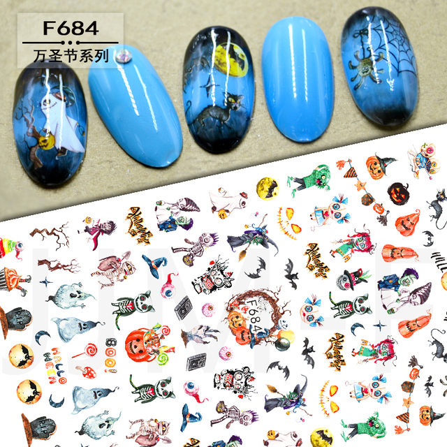 Christmas and Halloween Nail Art Sticker Bow Elk Snowflake Star Nail Slider Skull Lips Snake Nail Art Decal