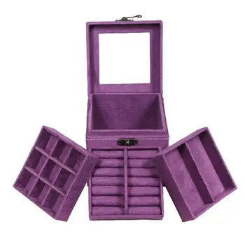 

1 Pc Jewellery Box Solid Colored Large Capacity Storage Organizer 3 Layer Jewelry Box Jewelry Storage Box for Outdoor Travel