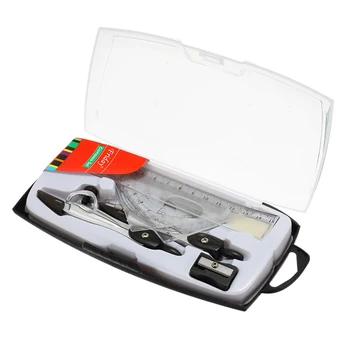 

10Pcs Portable School Math Geometry Set Protractor Drawing Compass Ruler Pencil Essentials Math Study Tool Kit with Storage Box