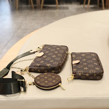 

2020new high quality fashion women handbag leather hardware chain shoulder bag Brand Favorite Handbag Three in one underarm