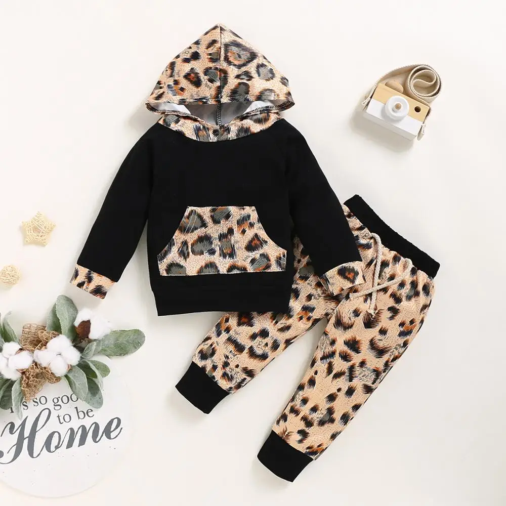 Baby Clothes Sets Fashion Leopard Print Newborn Boys Girls Sport Suits Spring Autumn Kids Bebes 2pcs Outfits Long Sleeve Costume