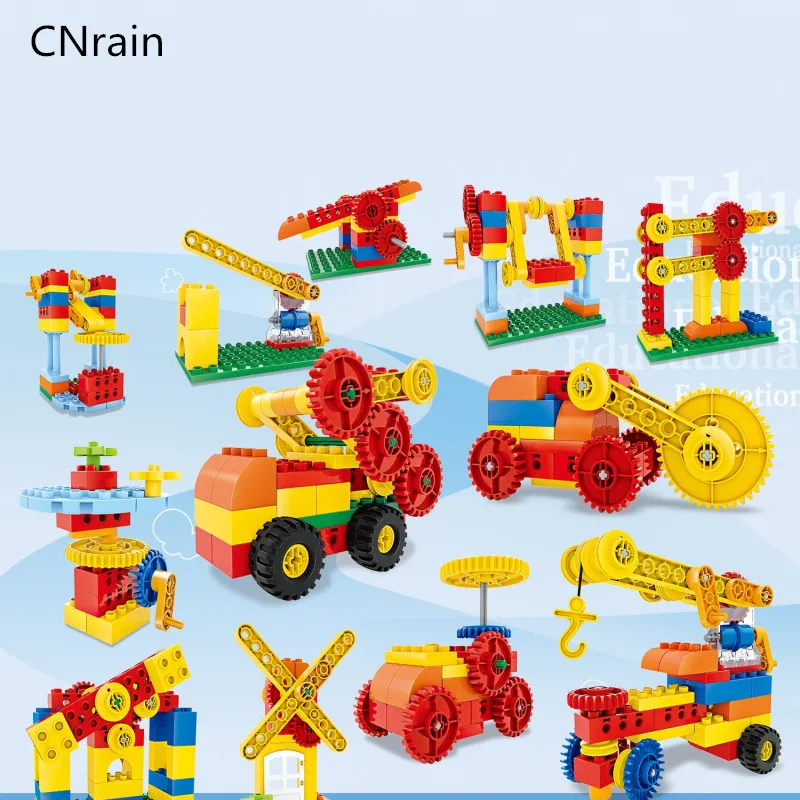 

102pcs Building Blocks big size Science Technic Bulks Power Mechanical Gears Rack Connector Compatible duplo 9656figure kid toys