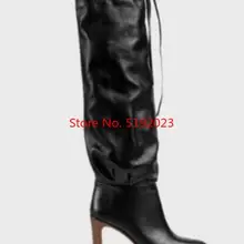 Женские сапоги выше колена на высоком каблуке; Chaussure; Тонкие Туфли-гладиаторы на шнуровке с острым носком; zapatos mujer Sapato; D196