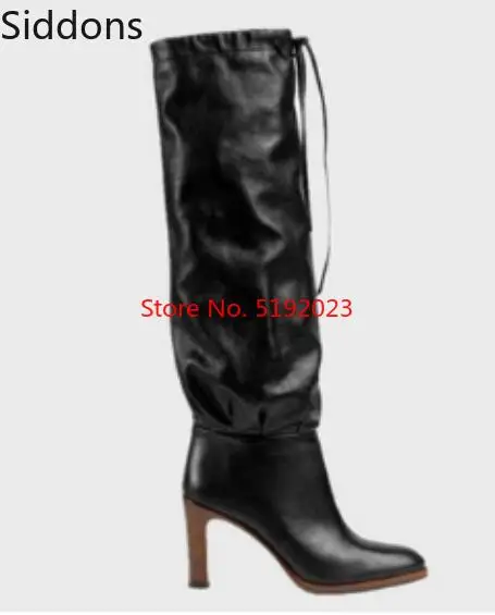 

Women Over Knee High Boots High Heels Chaussure Gladiator Pointed Toe Lace Up Single Shoes Woman Zapatos Mujer Sapato D196