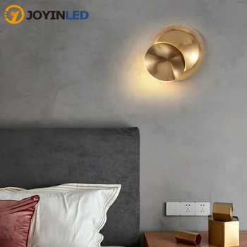 

Round Nordic Bedroom Bedside Lamp 360 Degree Rotating Wrought Iron Wall Lamp Simple Postmodern Corridor Aisle Study Wall Lamp