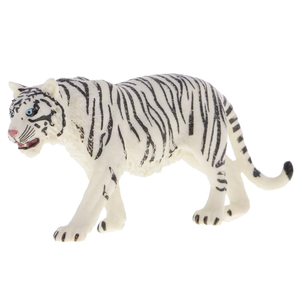 Environmental PVC Realistic Zoo Figures Jungle Wild Animals Siberian Tiger Figurine Kids Toy Party Bag Favor White