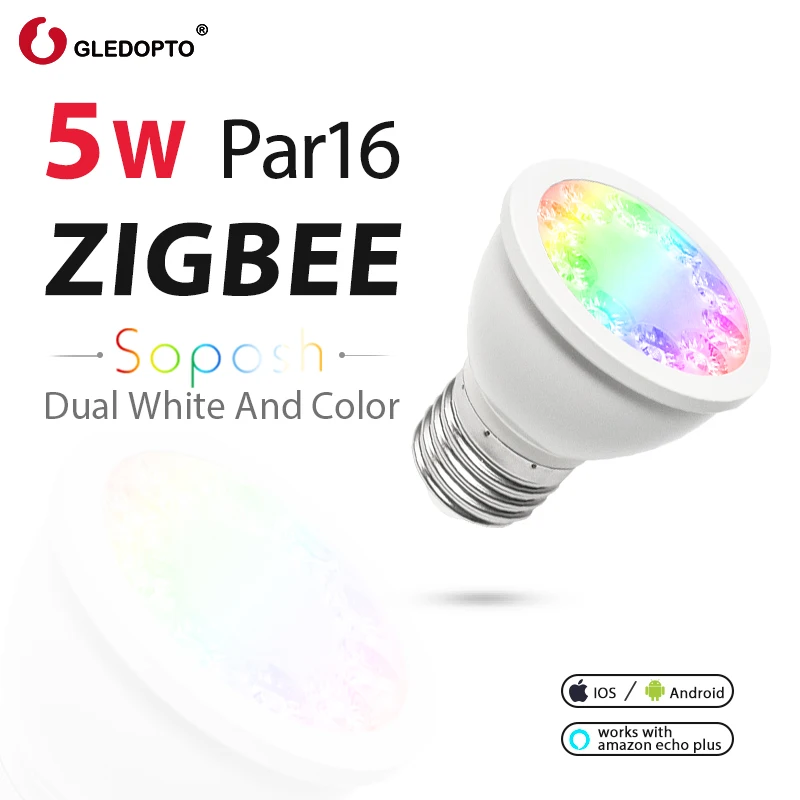 5W par16 E27/e26 лампа zigbee умный дом rgb+ cct прожектор работает с amazon ECHO plus smartThings hub белый 2700-6500K