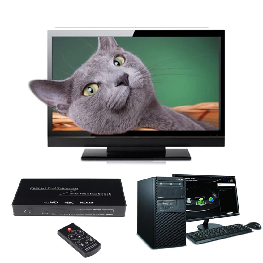 HDMI 4x1 Quad Multi-viewer HDMI Quad Экран в режиме реального времени Multiviewerwith HDMI бесшовные коммутатор функция Поддержка 4K& 3DVisual т