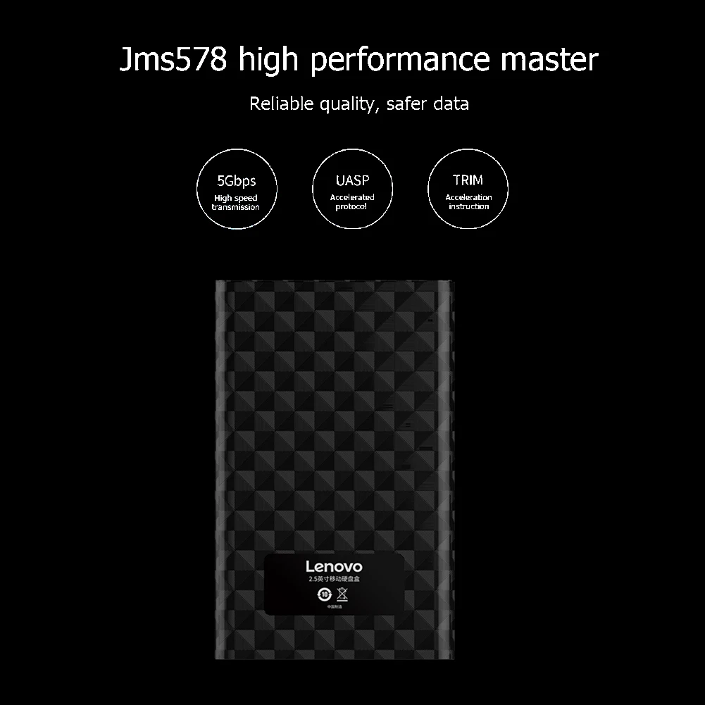 Lenovo 2.5inch USB3.0 HDD Case USB 3.0 to SATA 5Gbps External Hard Drive Enclosure Support 6TB 2.5 inch SSD HDD Hard Disk Box mobile hard disk box