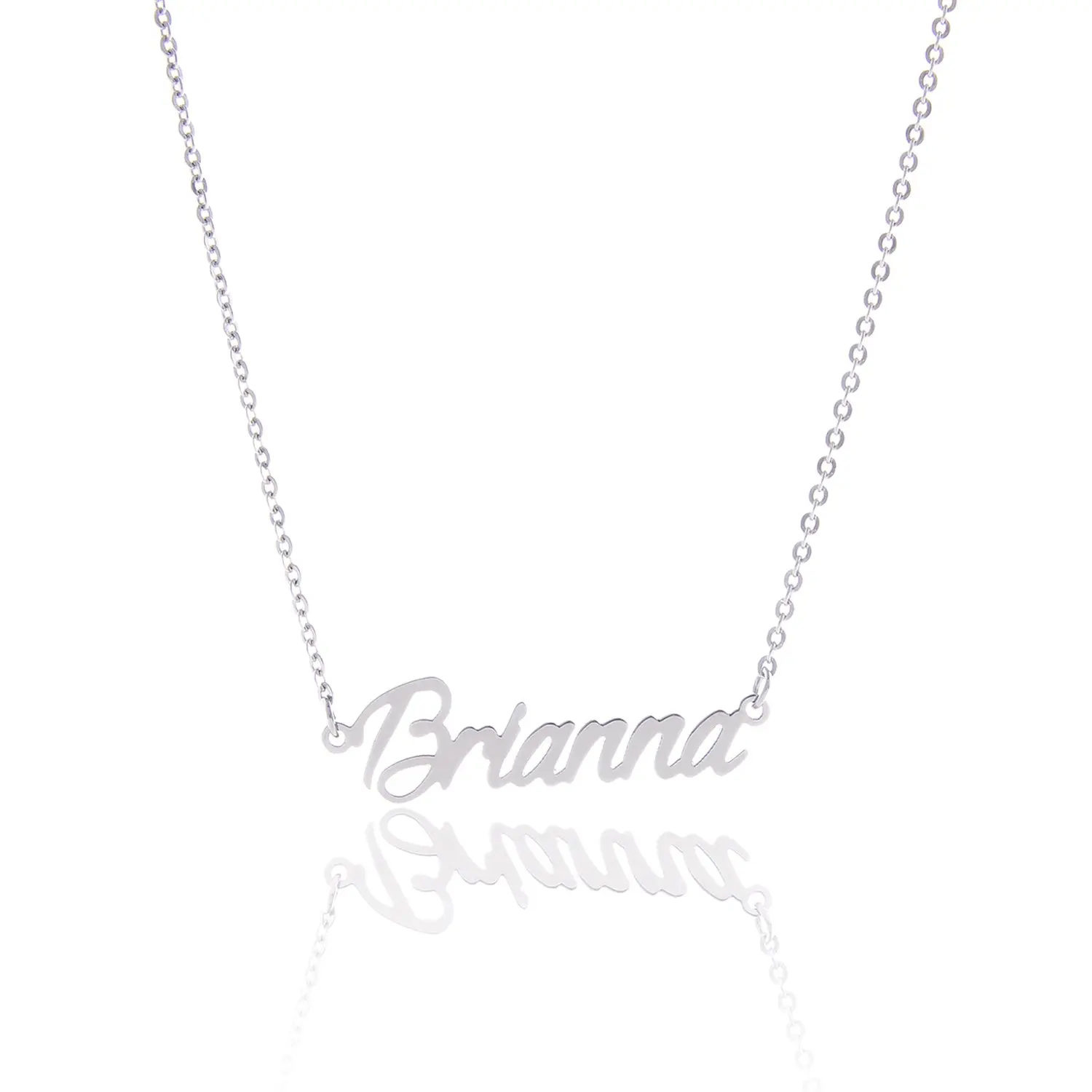 

2020 Silver English Name Necklace Customized Nameplate Birthday Stainless Steel Engraving Gift Personalized Jewelry Hot