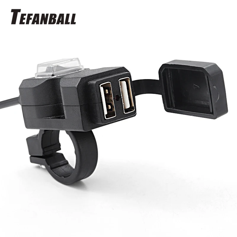Мотоцикл USB разъем для телефона gps мотоцикл зарядное устройство на руль 5 в 1A/2.1A адаптер питания розетка водонепроницаемый двойной USB порт