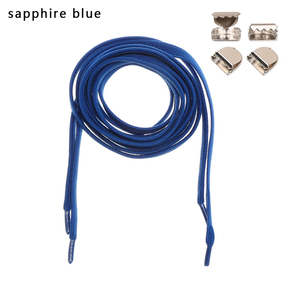 sapphire blue 1 пара унисекс эластичные кроссовки с шнурками без шнурков шнурки для обуви для отдыха на открытом воздухе быстрая безопасная плоская обувь шнурки для детей и взрослых - Цвет: sapphire blue