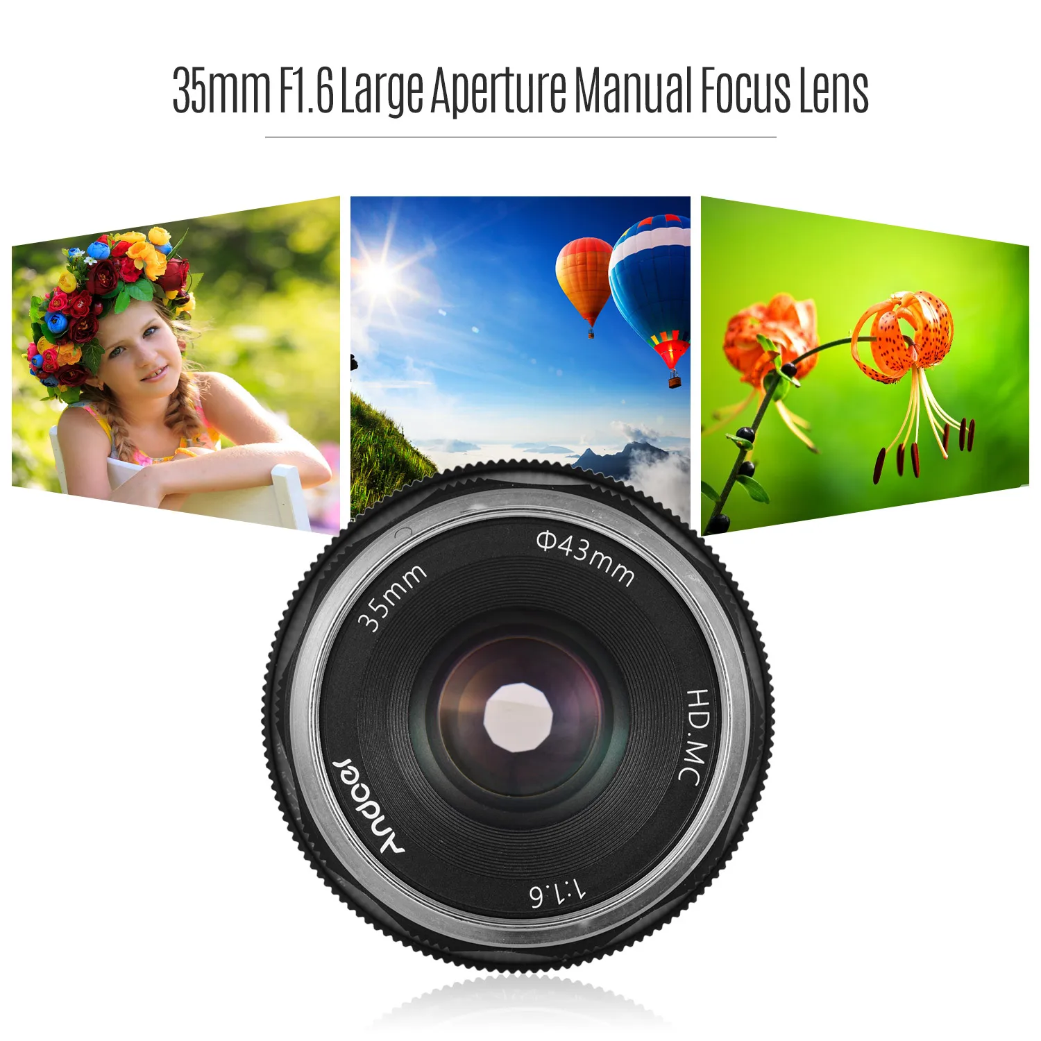 35mm F1.6 Manual Focus Lens Large Aperture Compatible with Fuji FX-Mount/for Canon EOS M-Mount/M43-Mount Mirrorless Cameras lens