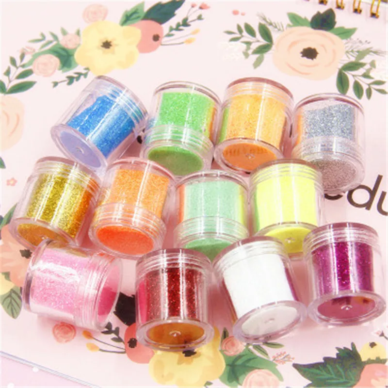 

12 Colors Glitter Filler Clear/Fluffy Slime Box Popular Toys for Children Charms Lizun Clay DIY Kit Accessories Kids Funny Gift