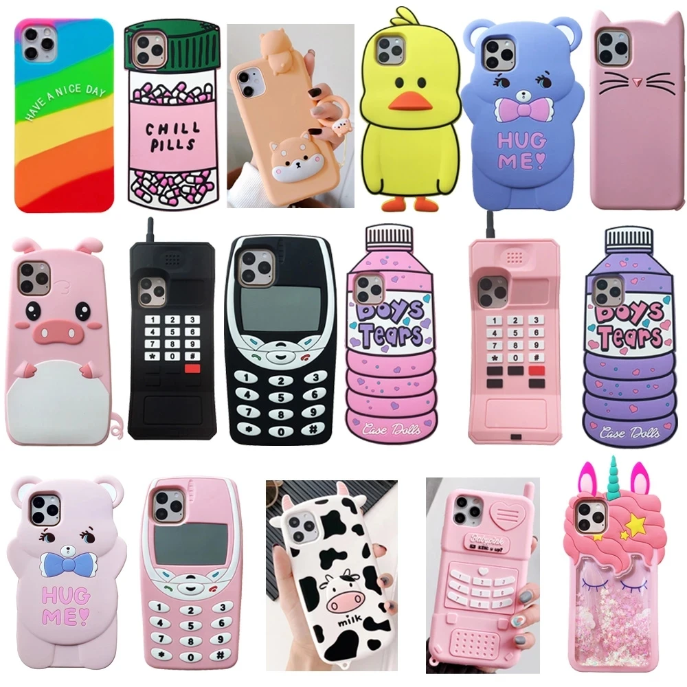 Funda de silicona con 3D de unicornio, oso, para iPhone 5, 5s, SE, 5C, 6, 6s, 8 Plus, X, XR, 11, 12 Max|Fundas antigolpes para teléfono| - AliExpress