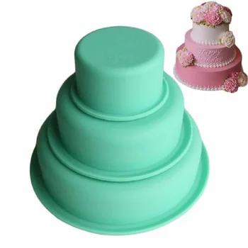 

3 Tier Round Cake Mold Layer Cake Mold Kitchen Silicone Moulds Forms Bakeware Set for Birthday Party Wedding Anniversary Tools