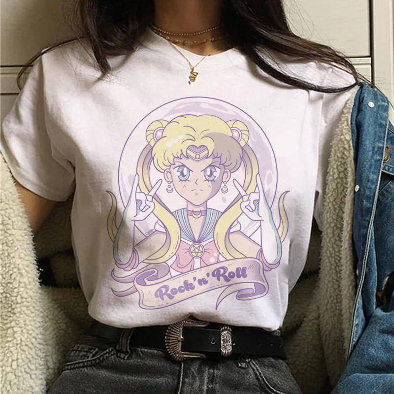 Сейлор Мун футболка Милая женская кошка harajuku ulzzang 90s футболка гранж каваи корейский стиль графическая футболка Женские футболки с принтом - Цвет: 533