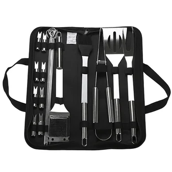 

1 Set/20PCS Stainless Steel BBQ Tools Set Barbecue Grilling Utensil Accessories for Camping Outdoor Cooking BBQ