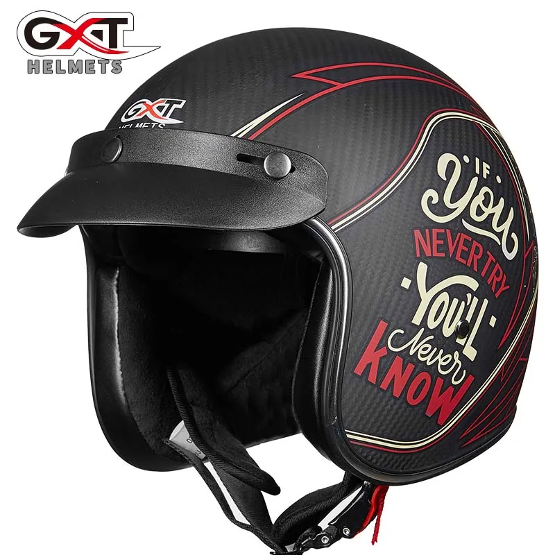 Сертификация ECE GXT углеродного волокна оболочки Открытый мотоциклетный шлем ретро мотоцикл скуте шлем для кроссового велосипеда M L XL XXL