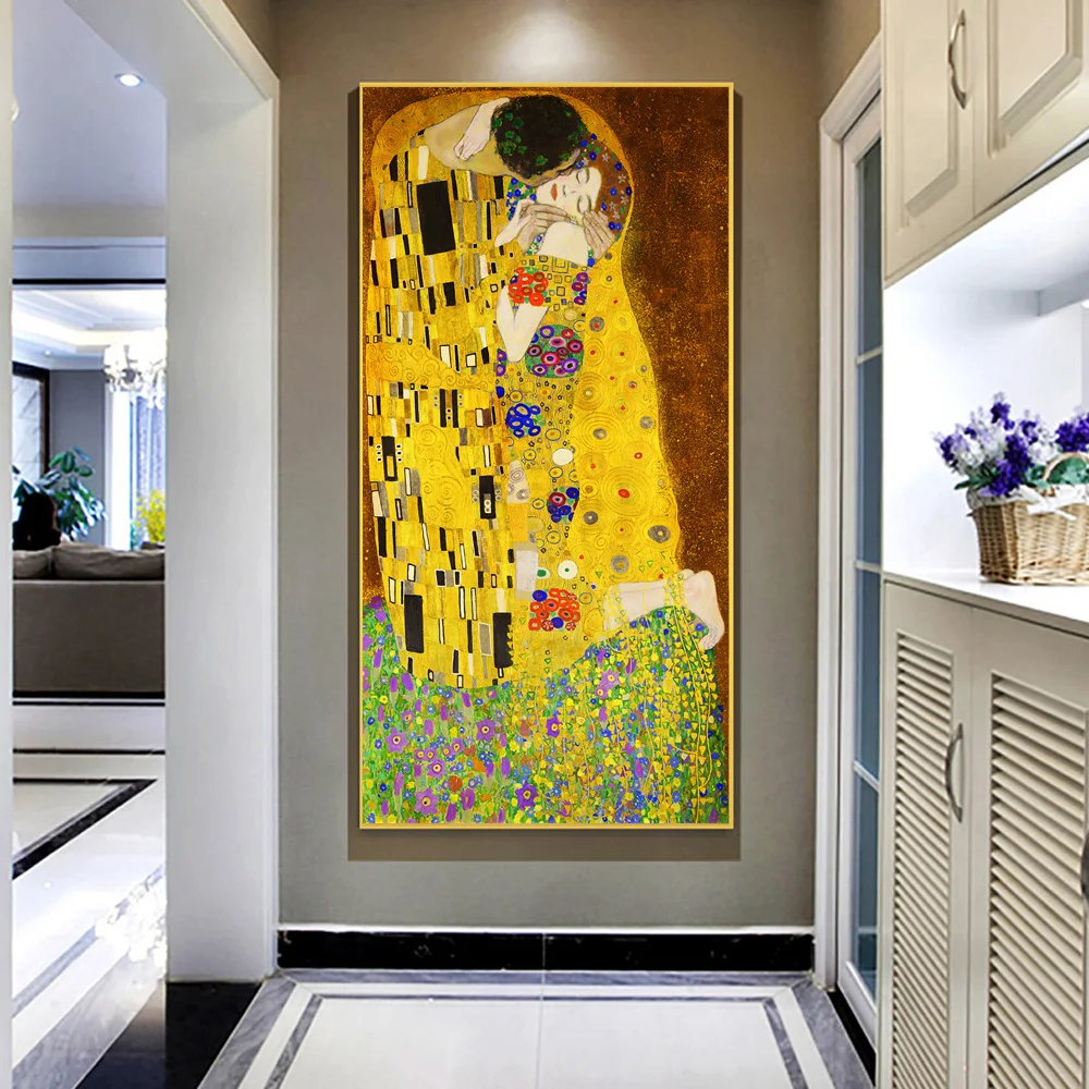 The Kiss By Gustav Klimt dipinti ad olio stampa su tela poster e stampe  famose immagini su tela per soggiorno Cuadros - AliExpress